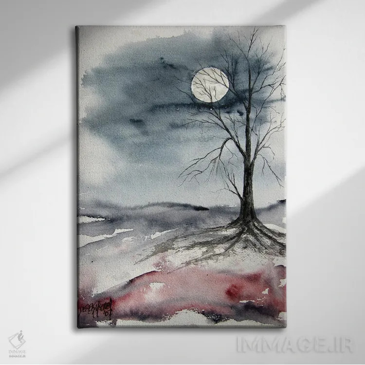 تابلو دکوراتیو منظره نور ماه اثر درک مک کری - نمای روبهرو روی دیوار