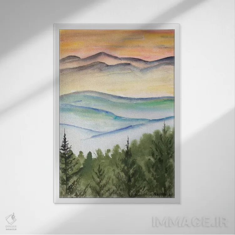 تابلو مدرن منظره کوه های بلو ریج اثر درک مک کری - نمای قابدار سفید
