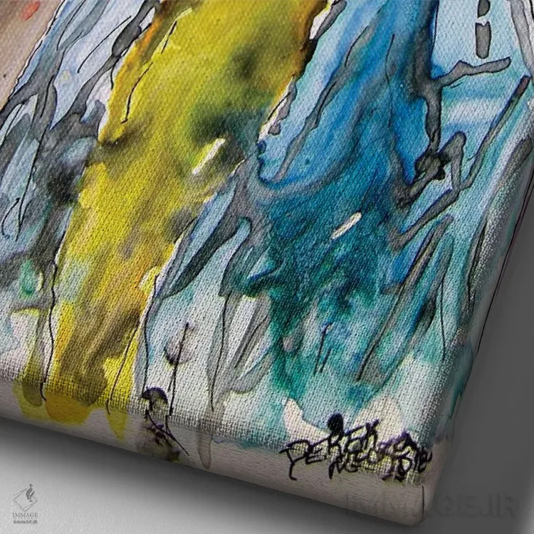 تابلو دکوراتیو هنر یوپو: طوطی ماکائو اثر درک مک کری - نمای نزدیک بافت بوم