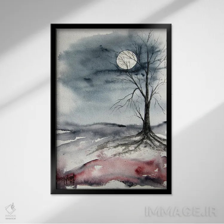 تابلو دکوراتیو منظره نور ماه اثر درک مک کری - نمای قابدار مشکی