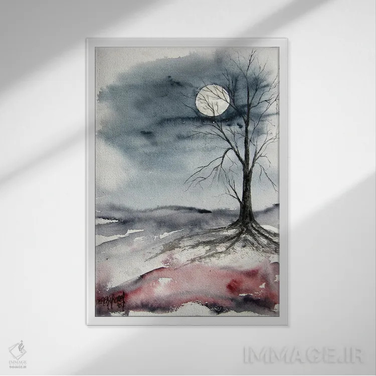 تابلو دکوراتیو منظره نور ماه اثر درک مک کری - نمای قابدار سفید