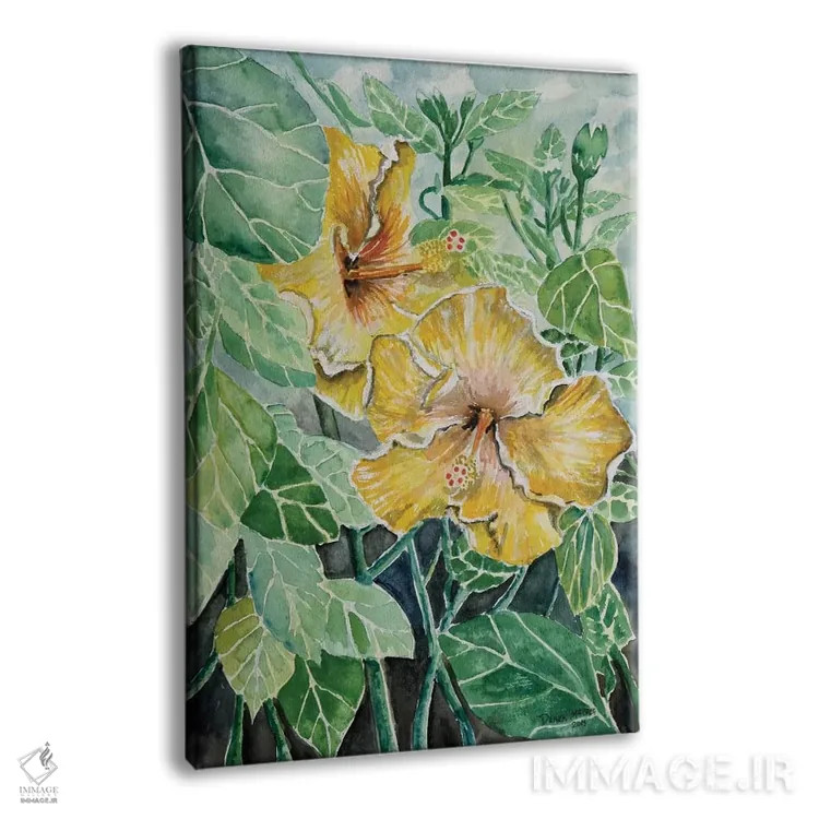 تابلو دکوراتیو گل های هیبیسکوس گرمسیری اثر درک مک کری - نمای پرسپکتیو محصول