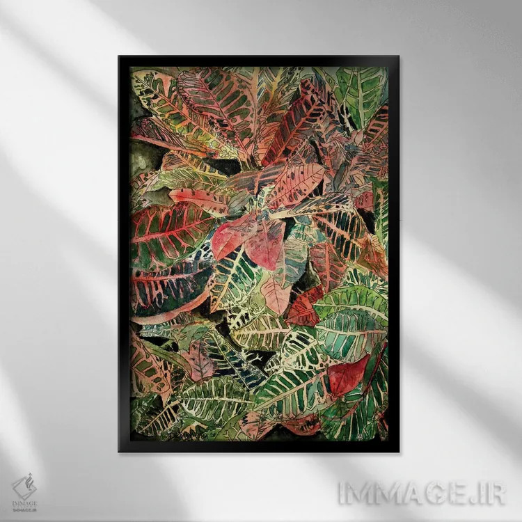 تابلو دکوراتیو کروتون گیاهی اثر درک مک کری - نمای قابدار مشکی