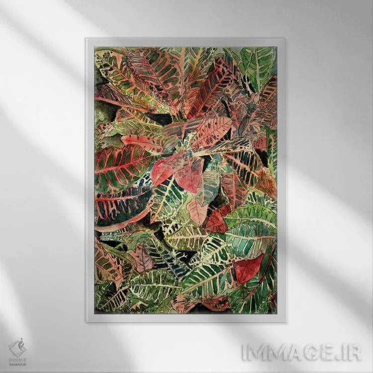 تابلو دکوراتیو کروتون گیاهی اثر درک مک کری - نمای قابدار سفید