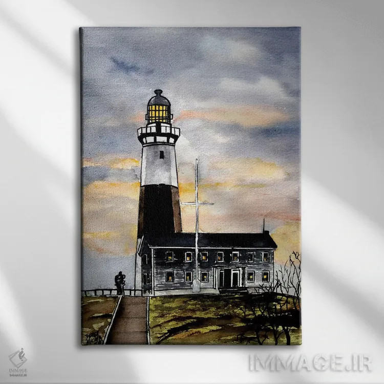 تابلو دکوراتیو فانوس دریایی مونتاک پوینت اثر درک مک کری - نمای روبهرو روی دیوار