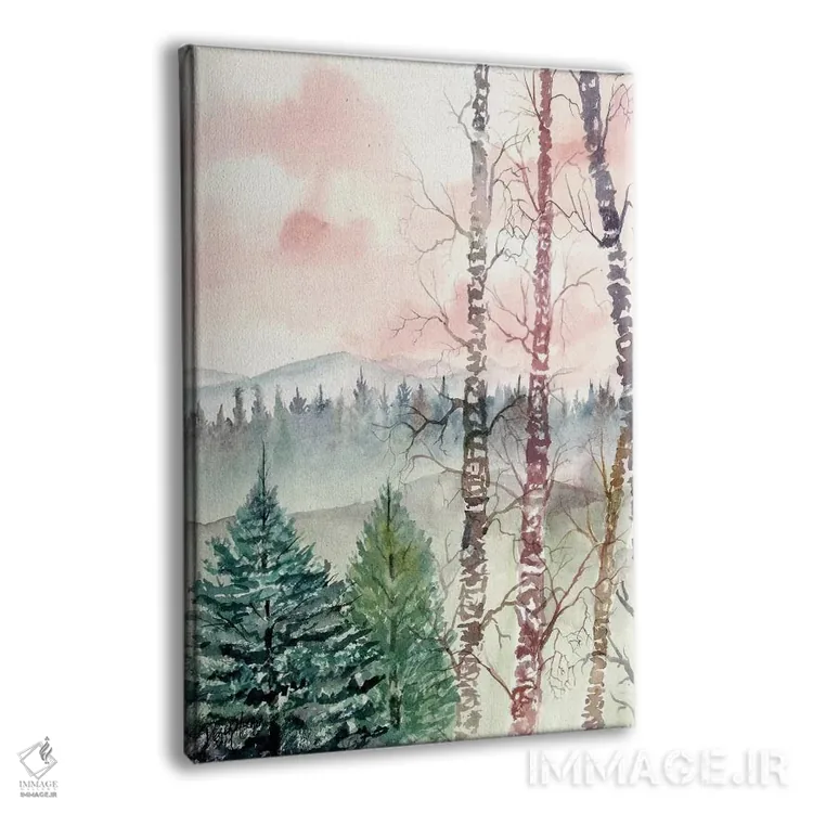 تابلو دکوراتیو درختان غان، چشم انداز زمستانی اثر درک مک کری - نمای پرسپکتیو محصول