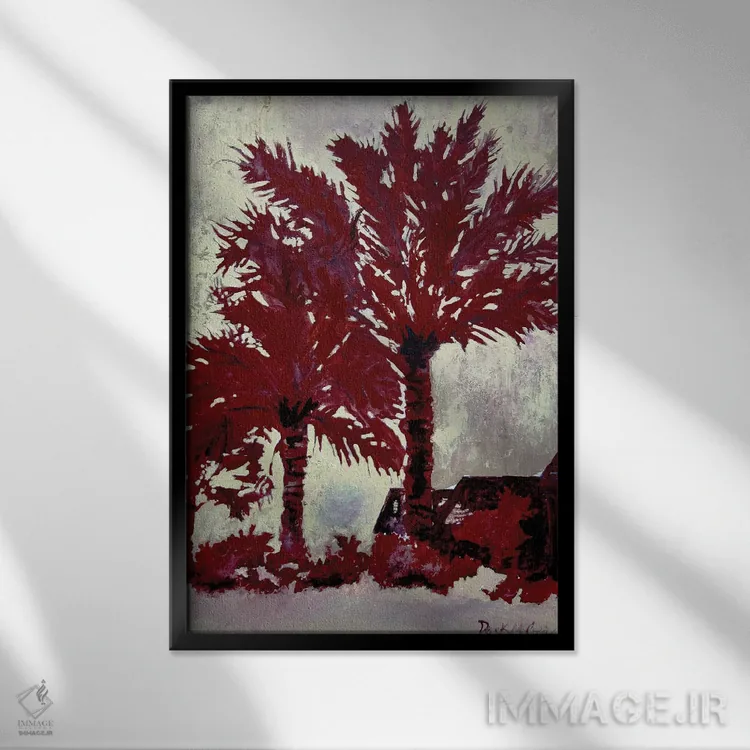 تابلو دکوراتیو درختان نخل اثر درک مک کری - نمای قابدار مشکی