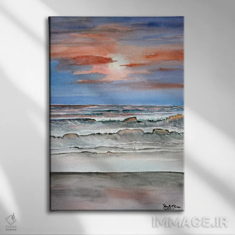 تابلو مدرن ساحل در غروب آفتاب اثر درک مک کری - نمای روبهرو روی دیوار