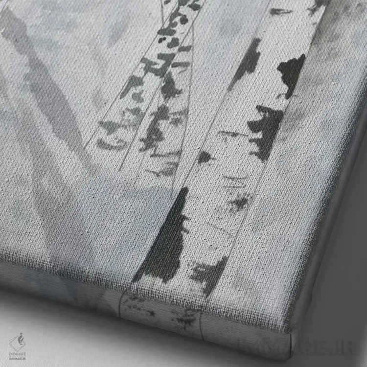 تابلو دکوراتیو درختان غان اثر درک مک کری - نمای نزدیک بافت بوم