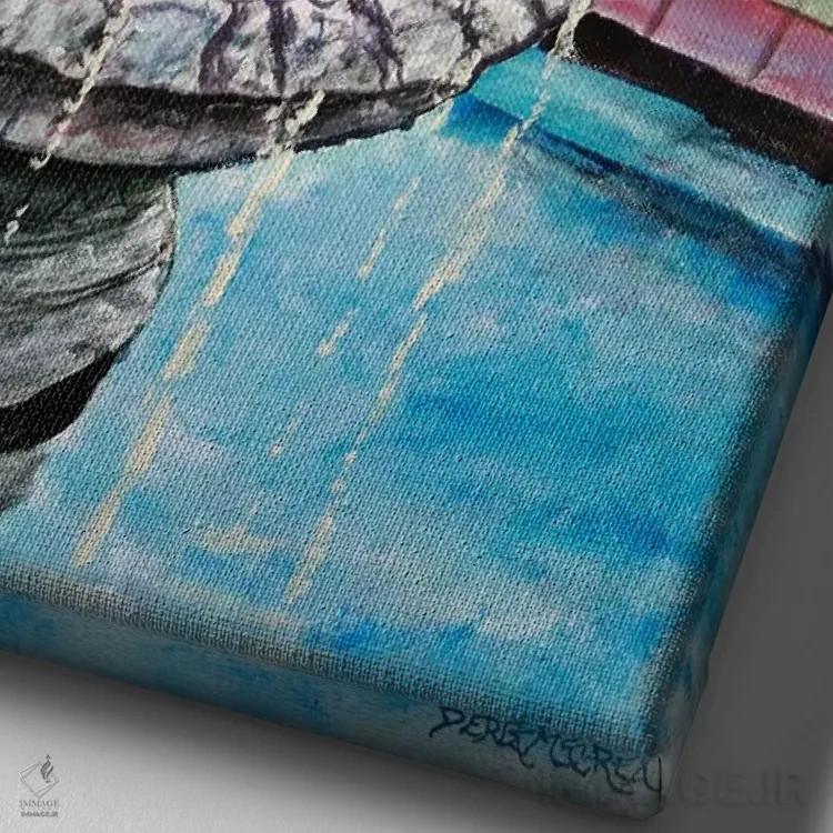 تابلو دکوراتیو آبنمای II اثر درک مک کری - نمای نزدیک بافت بوم