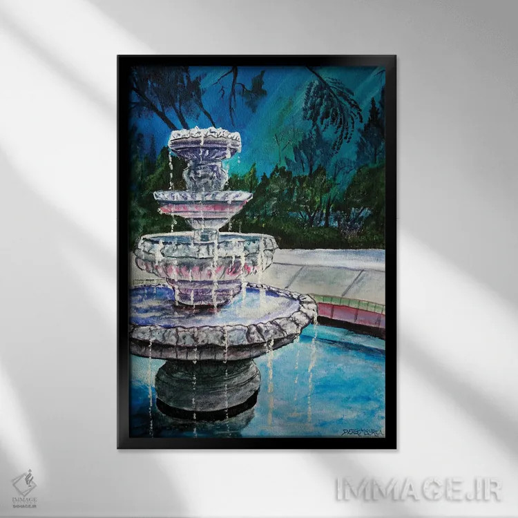 تابلو دکوراتیو آبنمای II اثر درک مک کری - نمای قابدار مشکی