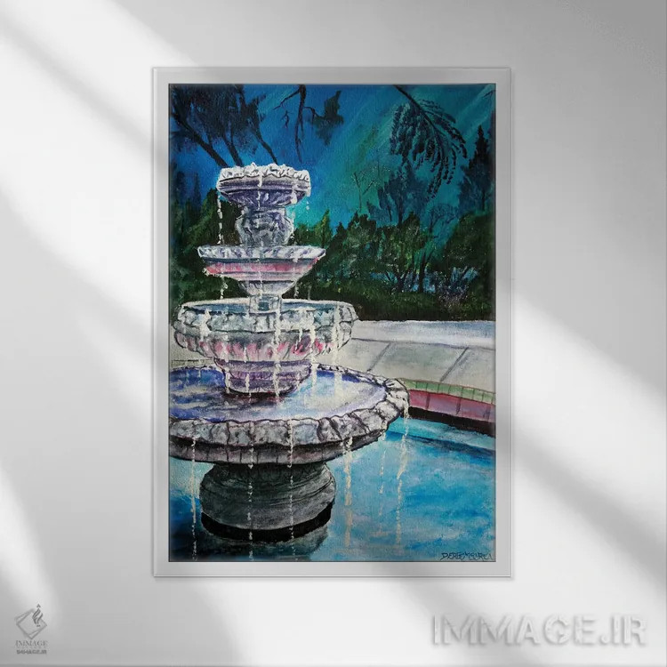 تابلو دکوراتیو آبنمای II اثر درک مک کری - نمای قابدار سفید