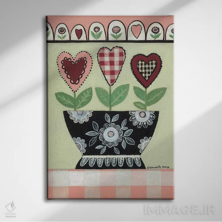 تابلو دکوراتیو سه گانه ولنتاین اثر برنادت دمینگ - نمای روبهرو روی دیوار