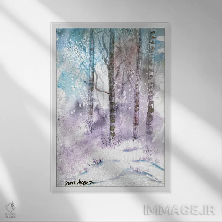 تابلو دکوراتیو چشم انداز زمستانی اثر درک مک کری - نمای قابدار سفید