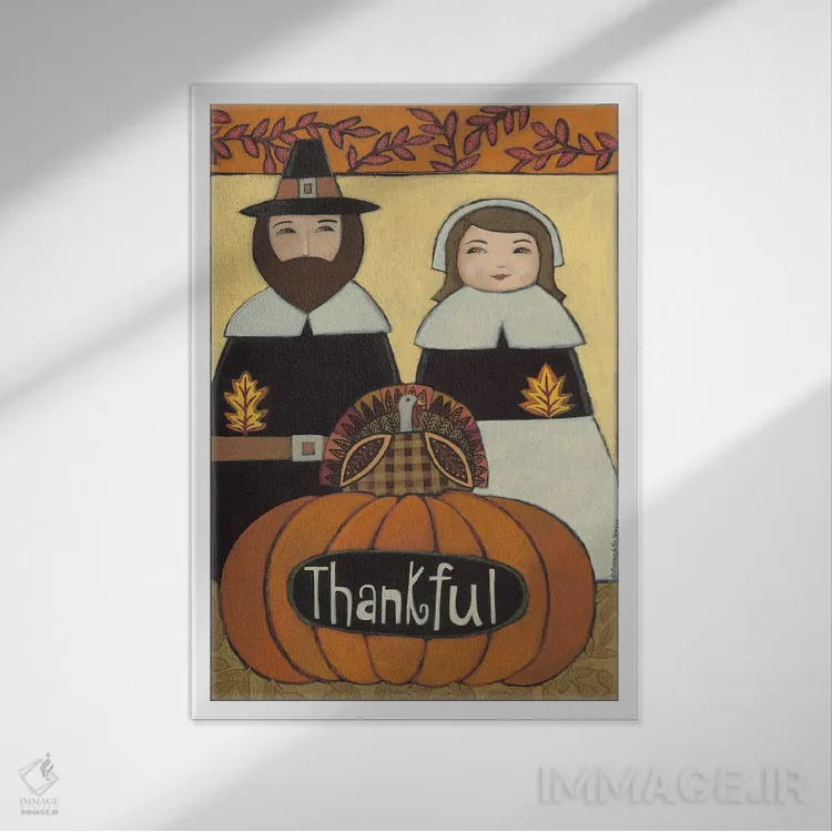 تابلو دکوراتیو زائران سپاسگزار اثر برنادت دمینگ - نمای قابدار سفید