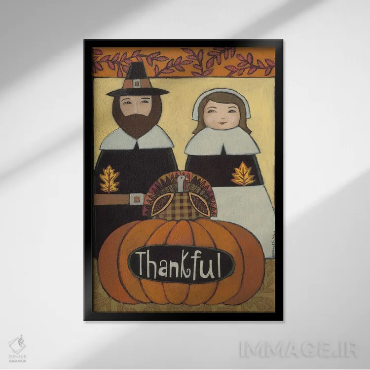 تابلو دکوراتیو زائران سپاسگزار اثر برنادت دمینگ - نمای قابدار مشکی