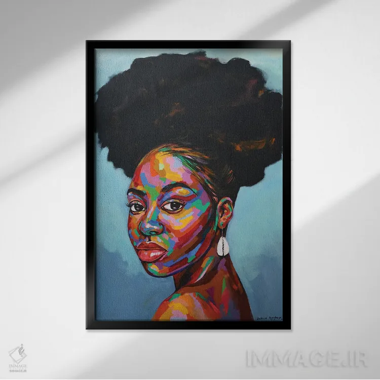 تابلو دکوراتیو هدف وجود X اثر دامولا آیگبایو - نمای قابدار مشکی