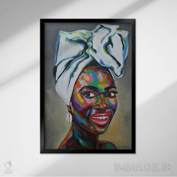 تابلو دکوراتیو فرهنگ V اثر دامولا آیگبایو - نمای قابدار مشکی