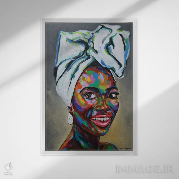 تابلو دکوراتیو فرهنگ V اثر دامولا آیگبایو - نمای قابدار سفید