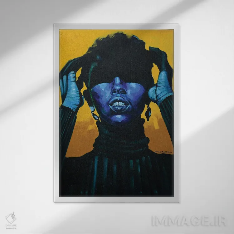 تابلو دکوراتیو مهار شده II اثر دامولا آیگبایو - نمای قابدار سفید