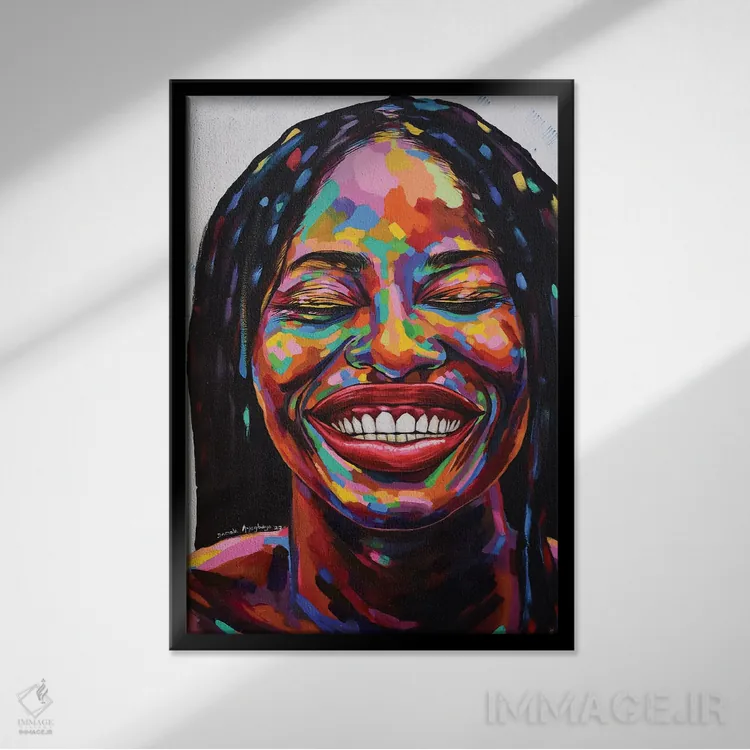 تابلو دکوراتیو جشن گرفتن زندگی XI اثر دامولا آیگبایو - نمای قابدار مشکی