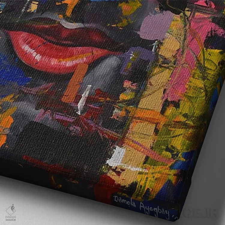 تابلو دکوراتیو نجواهای روح II اثر دامولا آیگبایو - نمای نزدیک بافت بوم