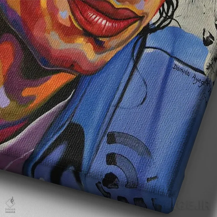 تابلو دکوراتیو مایکل جکسون اثر دامولا آیگبایو - نمای نزدیک بافت بوم