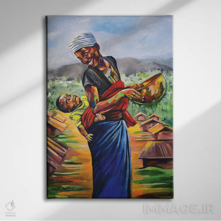 تابلو دکوراتیو گهواره اثر دامولا آیگبایو - نمای روبهرو روی دیوار