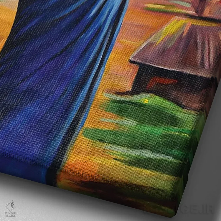 تابلو دکوراتیو گهواره اثر دامولا آیگبایو - نمای نزدیک بافت بوم