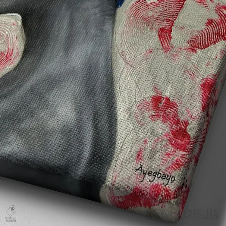 تابلو دکوراتیو فرهنگ II اثر دامولا آیگبایو - نمای نزدیک بافت بوم