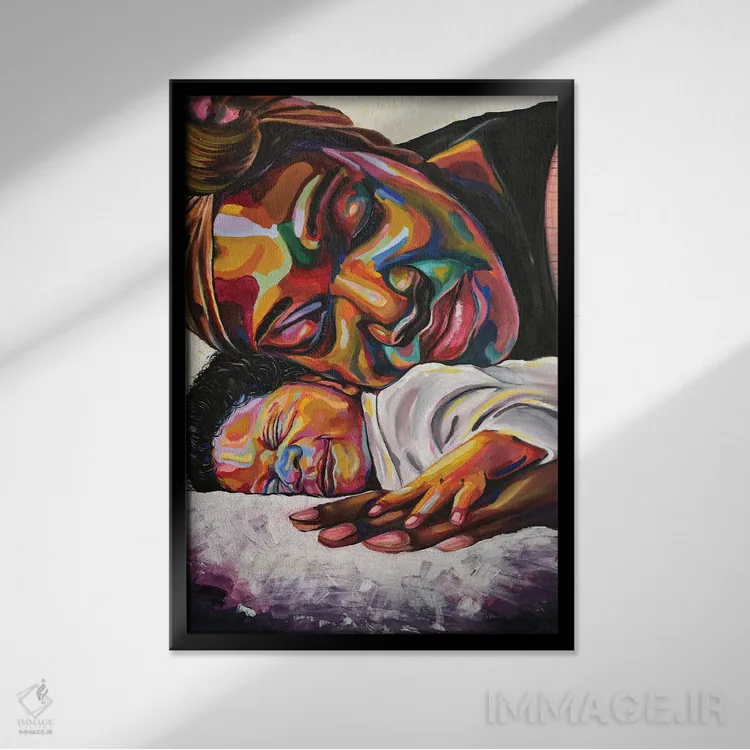 تابلو دکوراتیو پیوند مادری اثر دامولا آیگبایو - نمای قابدار مشکی