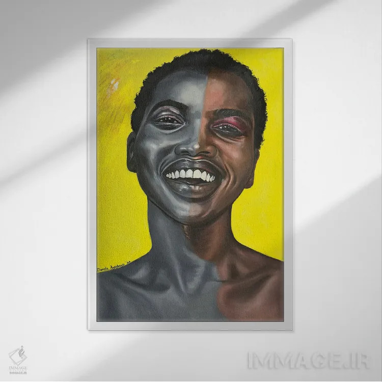 تابلو دکوراتیو مبهم اثر دامولا آیگبایو - نمای قابدار سفید