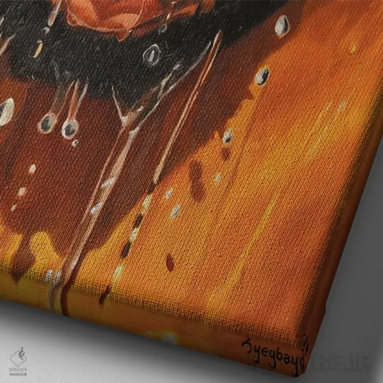 تابلو دکوراتیو خودنگاره اثر دامولا آیگبایو - نمای نزدیک بافت بوم