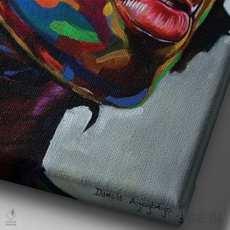 تابلو دکوراتیو آزاد اما گرسنه III اثر دامولا آیگبایو - نمای نزدیک بافت بوم