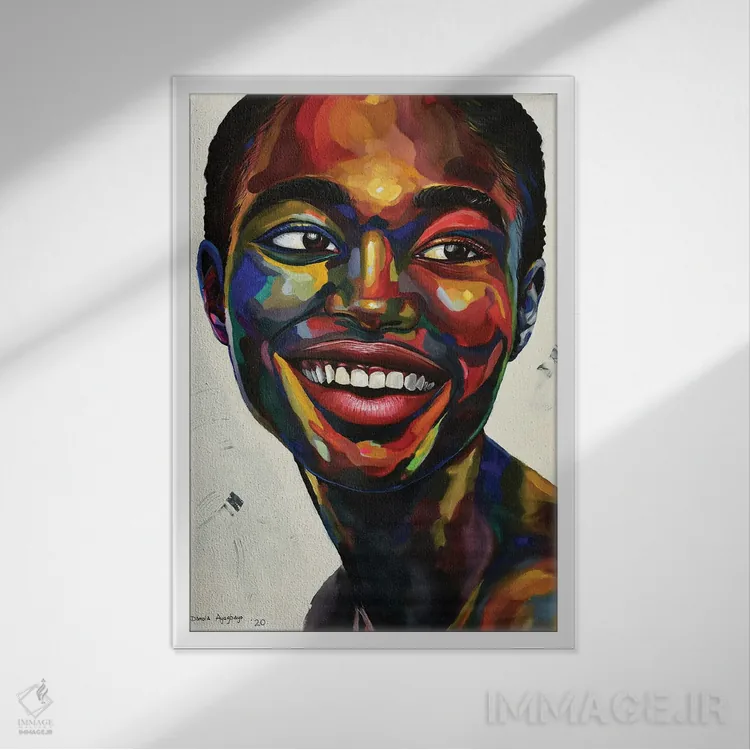 تابلو دکوراتیو جشن گرفتن زندگی III اثر دامولا آیگبایو - نمای قابدار سفید