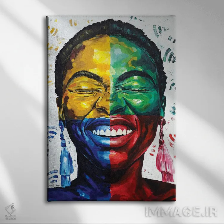 تابلو دکوراتیو جشن گرفتن زندگی IV اثر دامولا آیگبایو - نمای روبهرو روی دیوار