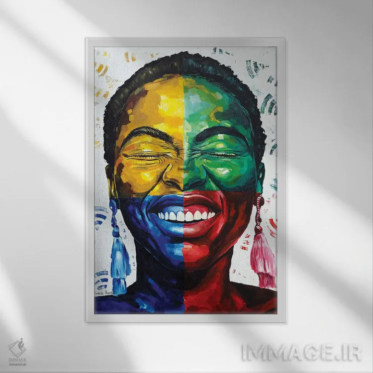 تابلو دکوراتیو جشن گرفتن زندگی IV اثر دامولا آیگبایو - نمای قابدار سفید