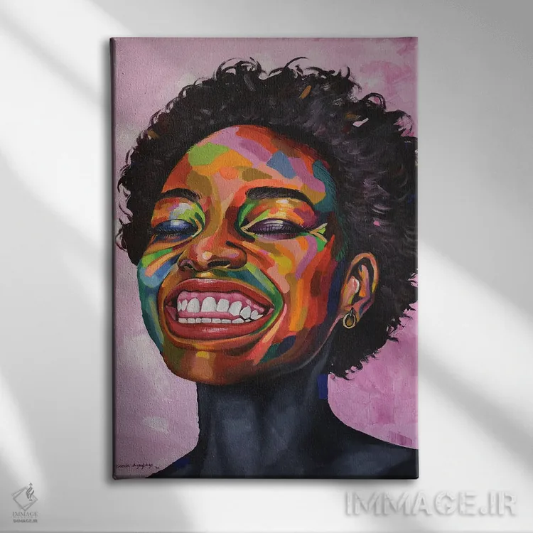 تابلو دکوراتیو جشن گرفتن زندگی V اثر دامولا آیگبایو - نمای روبهرو روی دیوار