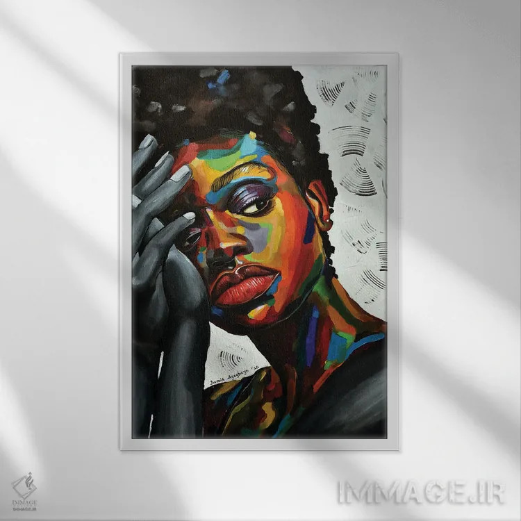 تابلو دکوراتیو آزاد اما گرسنه II اثر دامولا آیگبایو - نمای قابدار سفید