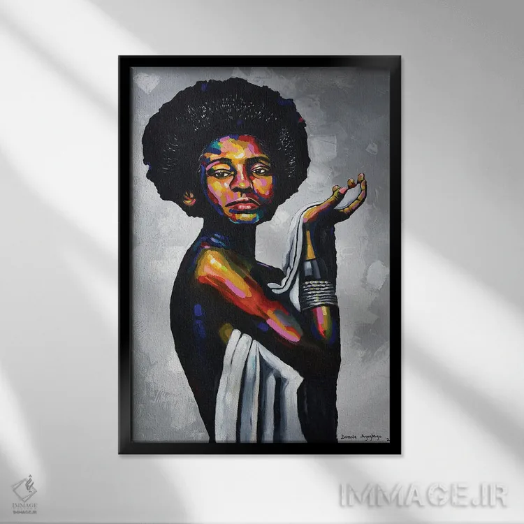 تابلو دکوراتیو همزاد II اثر دامولا آیگبایو - نمای قابدار مشکی