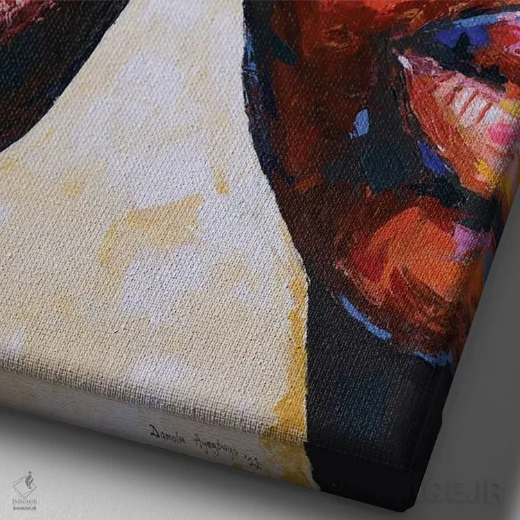 تابلو دکوراتیو عشق بی قید و شرط اثر دامولا آیگبایو - نمای نزدیک بافت بوم