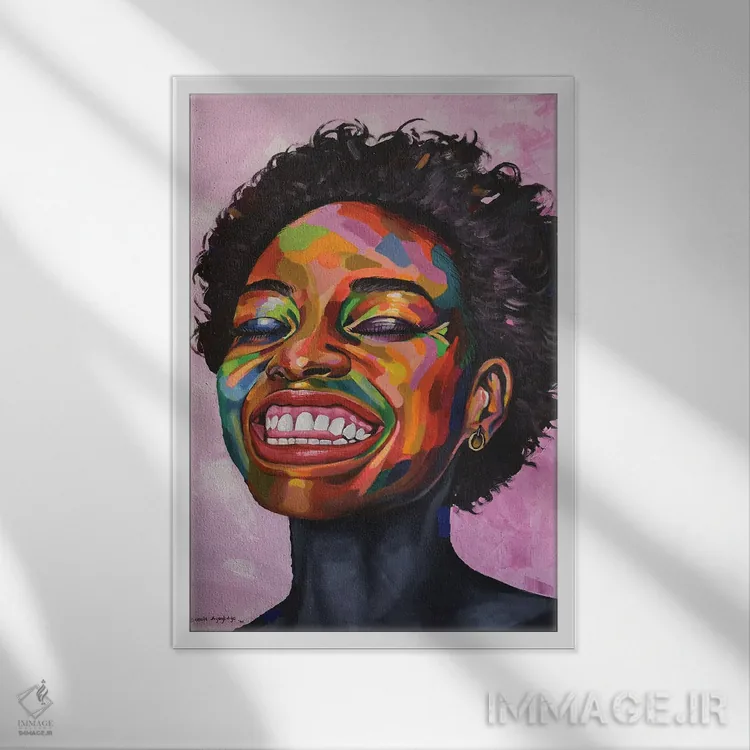 تابلو دکوراتیو جشن گرفتن زندگی V اثر دامولا آیگبایو - نمای قابدار سفید