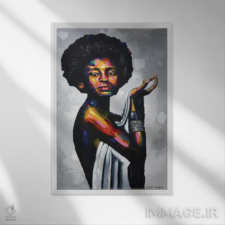 تابلو دکوراتیو همزاد II اثر دامولا آیگبایو - نمای قابدار سفید