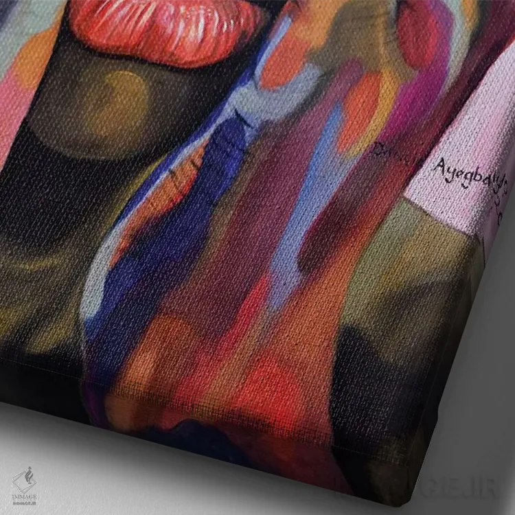 تابلو دکوراتیو سفرهای من اثر دامولا آیگبایو - نمای نزدیک بافت بوم