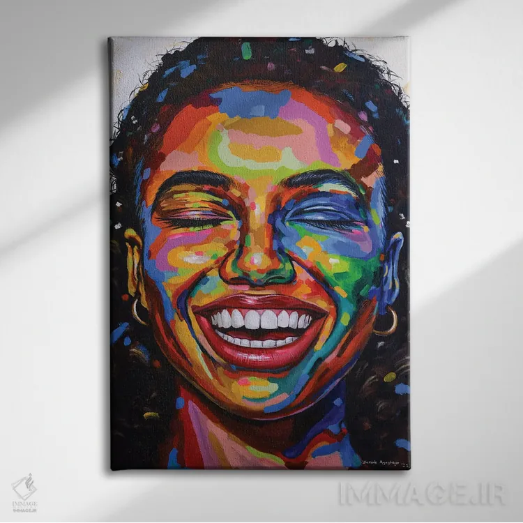 تابلو دکوراتیو جشن گرفتن زندگی VI اثر دامولا آیگبایو - نمای روبهرو روی دیوار