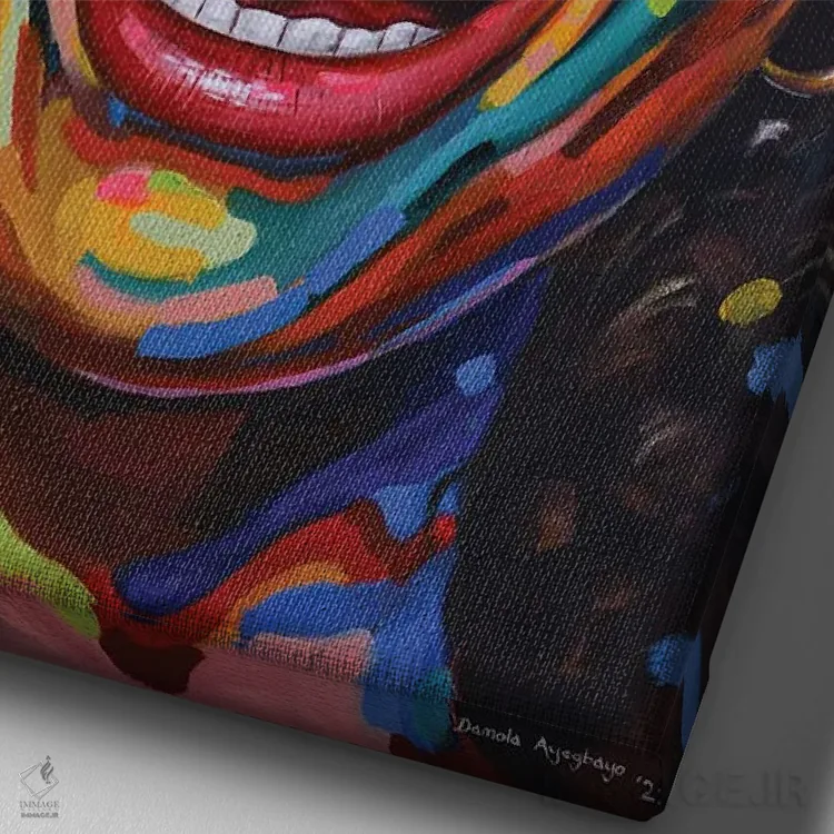 تابلو دکوراتیو جشن گرفتن زندگی VI اثر دامولا آیگبایو - نمای نزدیک بافت بوم