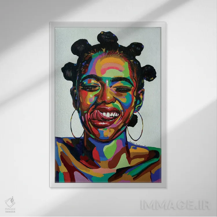 تابلو دکوراتیو نیروی حیات اثر دامولا آیگبایو - نمای قابدار سفید