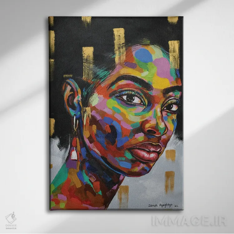 تابلو دکوراتیو هدف از وجود IV اثر دامولا آیگبایو - نمای روبهرو روی دیوار