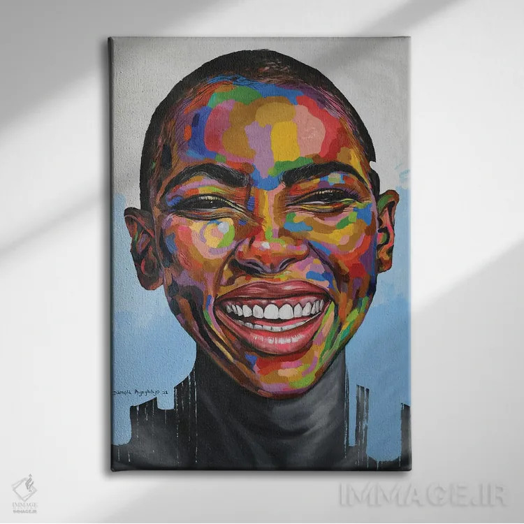 تابلو دکوراتیو جشن زندگی VIII اثر دامولا آیگبایو - نمای روبهرو روی دیوار