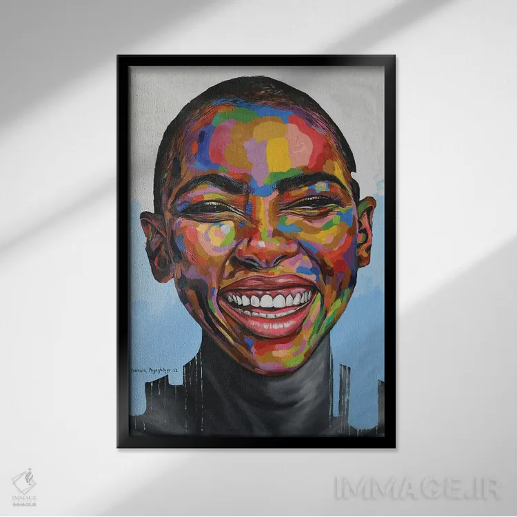 تابلو دکوراتیو جشن زندگی VIII اثر دامولا آیگبایو - نمای قابدار مشکی